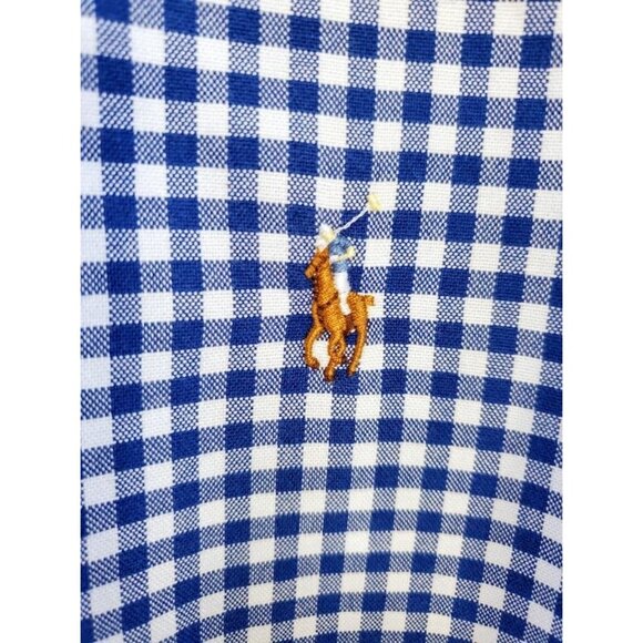 Ralph Lauren Blue White Gingham Shirt XL 100% Cotton Button Down - Picture 9 of 10